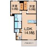 Oak Apt. 2LDKの間取り