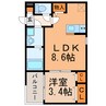 エステイトE南花長町 1LDKの間取り