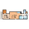 エステイトE南花長町 1LDKの間取り
