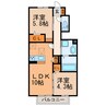 （仮称）D-ROOM上条町５丁目 B棟 2LDKの間取り