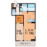 ヴァルトベルク新守 1LDKの間取り