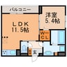 ヴァルトベルク新守 1LDKの間取り