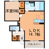 メイプルハイツ 1LDKの間取り