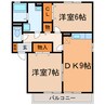 ネオクレストⅡ 2DKの間取り