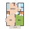 ビューヒルズB 2DKの間取り