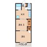 三瓶アパート 2Kの間取り