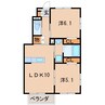 ディアコート郭内Ａ 2LDKの間取り