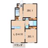 ディアコート郭内Ａ 2LDKの間取り