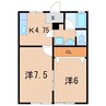 ジェネシスハイツ　ハンズ１１番館 2Kの間取り