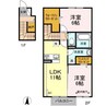 リバティ中田 2LDKの間取り