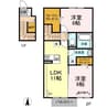 リバティ中田 2LDKの間取り