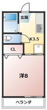 セブンヒルズB 1Kの間取り