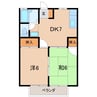 コーポ成田　3号棟 2DKの間取り