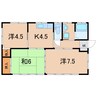 菅野貸家（賎ノ田6－12、6－13） 3Kの間取り