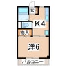 東北本線/郡山駅 徒歩13分 3階 築41年 1Kの間取り