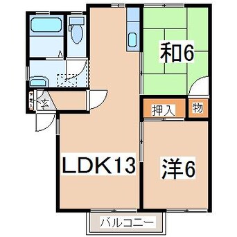 間取図 東北本線/郡山駅 徒歩26分 2階 築32年