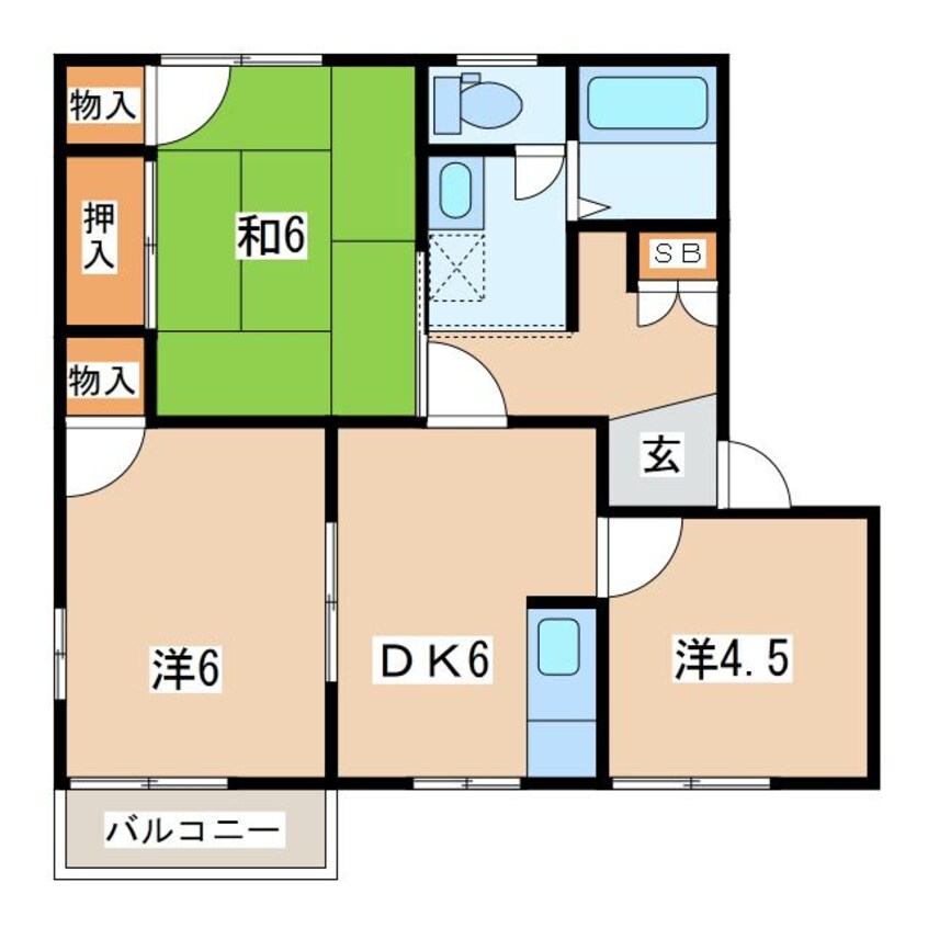 間取図 東北本線/郡山駅 バス10分金堀田下車:停歩7分 2階 築29年