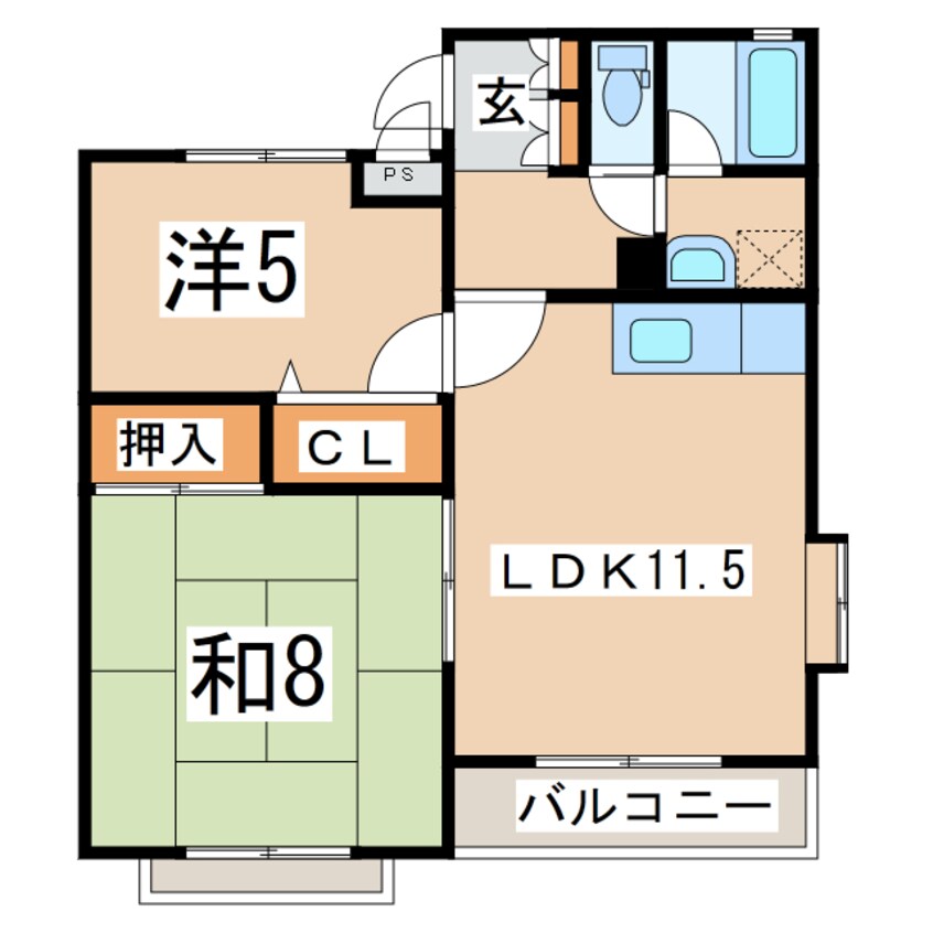 間取図 東北本線/郡山駅 徒歩12分 1階 築32年