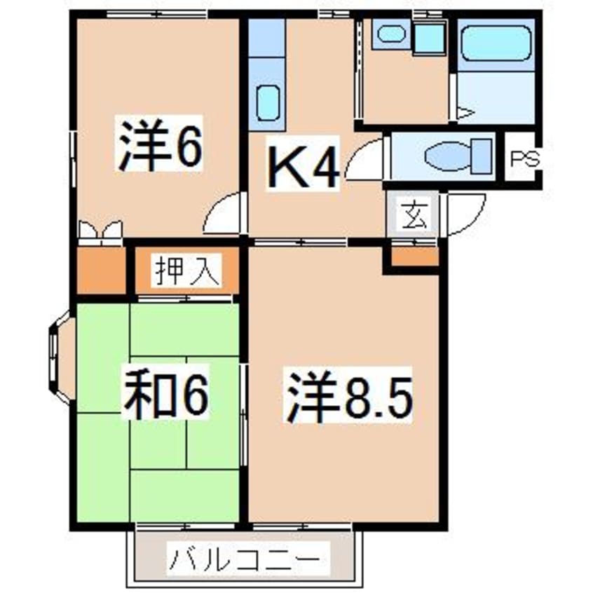 間取図 東北本線/郡山駅 バス17分横塚下車:停歩3分 2階 築28年