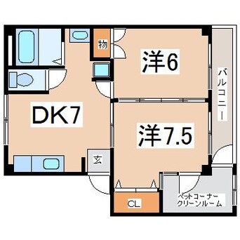 間取図 東北本線/郡山駅 徒歩31分 1階 築22年