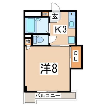 間取図 東北本線/郡山駅 徒歩34分 2階 築38年