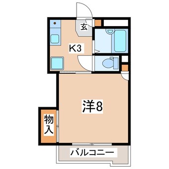 間取図 東北本線/郡山駅 徒歩34分 3階 築38年