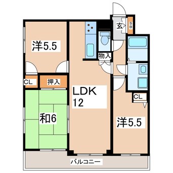 間取図 東北本線/郡山駅 徒歩13分 12階 築32年