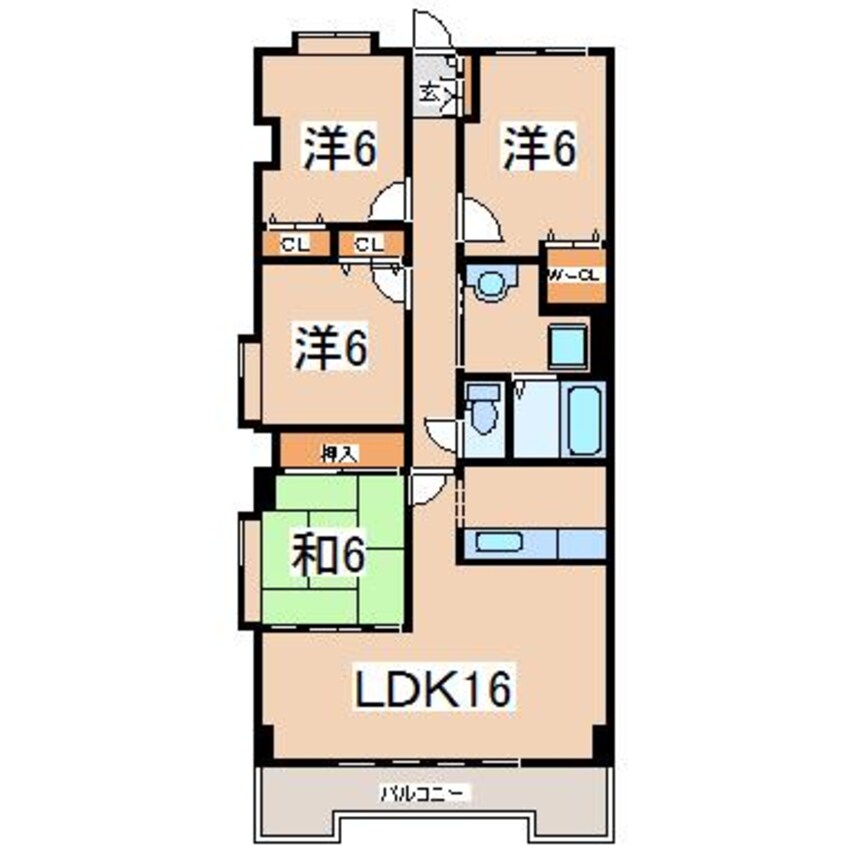 間取図 東北本線/郡山駅 バス6分小原田二丁目下車:停歩4分 6階 築24年