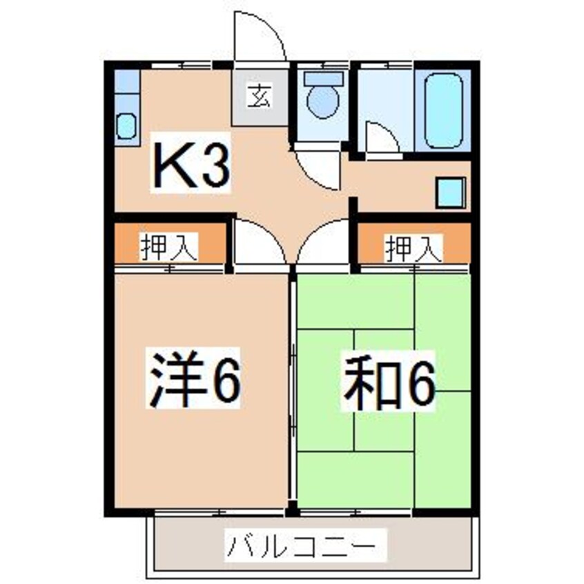 間取図 東北本線/郡山駅 徒歩20分 2階 築36年