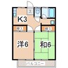 東北本線/郡山駅 徒歩20分 2階 築37年 2Kの間取り