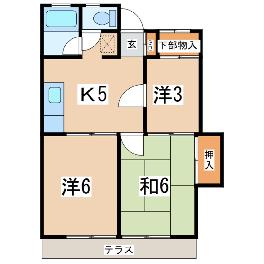 間取図 東北本線/郡山駅 徒歩26分 1階 築35年