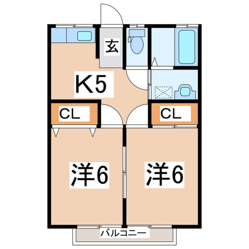 間取図 東北本線/郡山駅 徒歩30分 2階 築46年