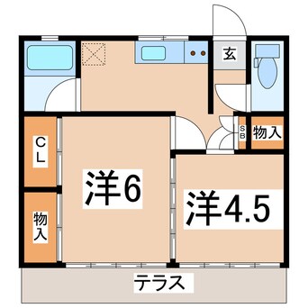 間取図 東北本線/郡山駅 徒歩14分 1階 築56年