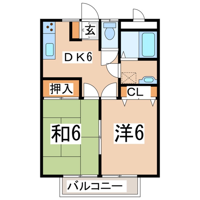 間取図 東北本線/日和田駅 徒歩34分 1階 築26年