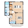 東北本線/郡山駅 徒歩13分 2階 築36年 2Kの間取り