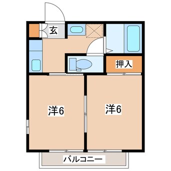 間取図 磐越西線<森と水とロマンの鉄道>/郡山富田駅 徒歩2分 2階 築22年