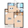 東北本線/郡山駅 徒歩30分 1階 築45年 2Kの間取り