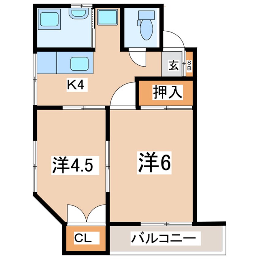 間取図 東北本線/郡山駅 徒歩10分 3階 築45年