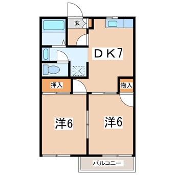 間取図 東北本線/郡山駅 バス4分方八町2丁目下車:停歩2分 2階 築30年