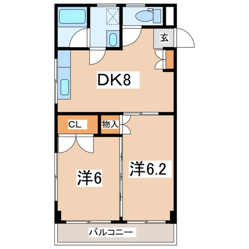 間取図 東北本線/郡山駅 バス12分横塚2丁目東下車:停歩2分 1階 築38年