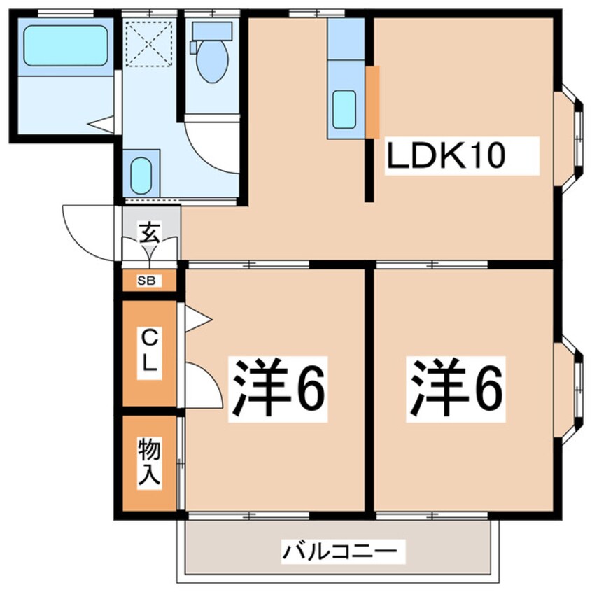 間取図 東北本線/郡山駅 徒歩21分 1階 築27年