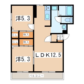 間取図 東北本線/日和田駅 徒歩18分 2階 築21年