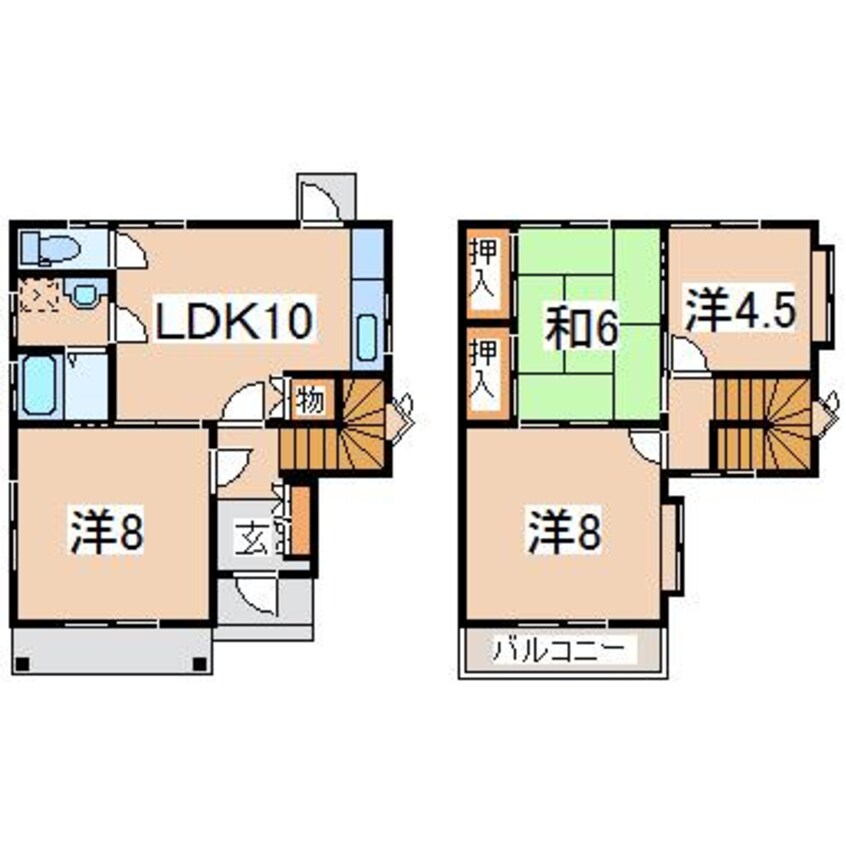 間取図 東北本線/郡山駅 徒歩18分 1-2階 築31年