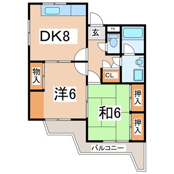 間取図 東北本線/郡山駅 バス19分西笹川下車:停歩5分 2階 築40年