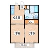 東北本線/郡山駅 バス:16分:停歩9分 1階 築27年 2Kの間取り
