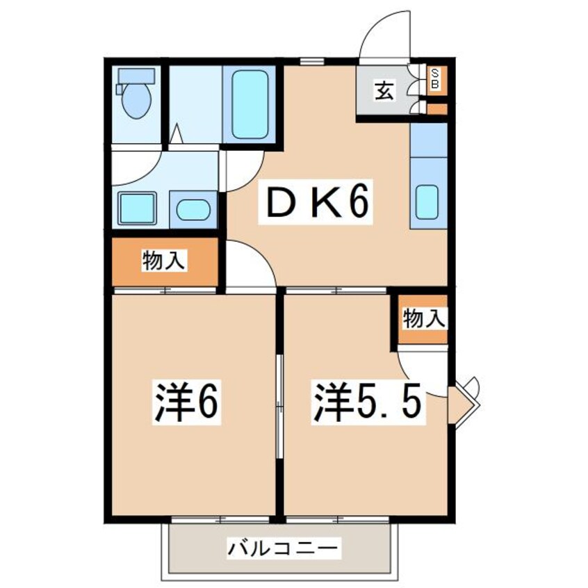 間取図 東北本線/郡山駅 バス10分中央工業団地北口下車:停歩3分 2階 築26年