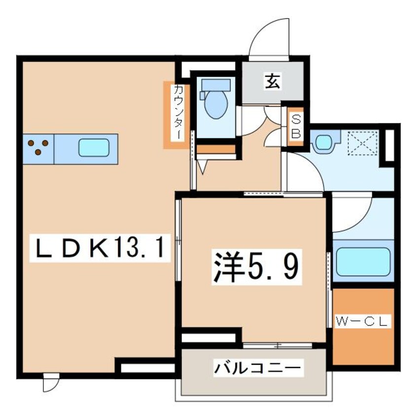 間取図 東北本線/郡山駅 徒歩13分 2階 築3年