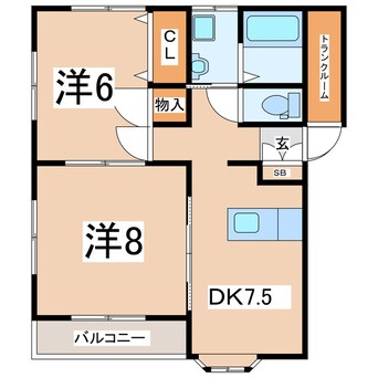 間取図 東北本線/郡山駅 徒歩16分 2階 築28年