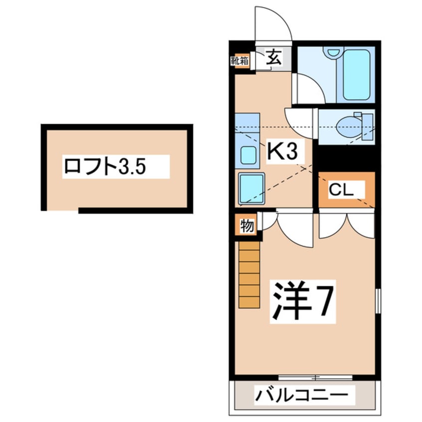間取図 磐越西線<森と水とロマンの鉄道>/喜久田駅 徒歩1分 1階 築32年
