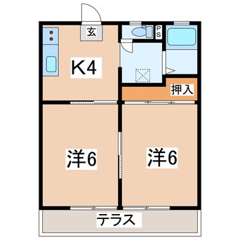 間取図 東北本線/郡山駅 徒歩32分 1階 築38年